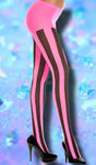 Music Legs Black Pink Vertical Striped Tights - Angel Lingerie UK