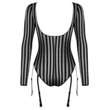 Petite Noir Body with Suspenders (XL) - Angel Lingerie UK