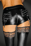 Noir Handmade Wetlook Shorts with Laced Pockets - Angel Lingerie UK