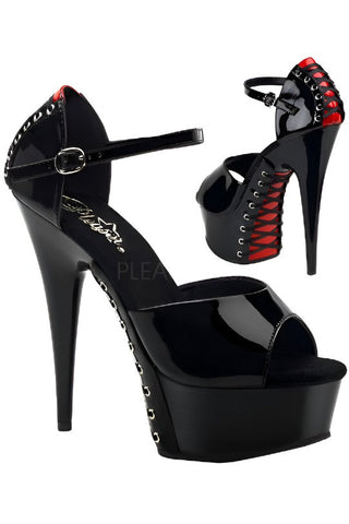 Pleaser DELIGHT 660FH Shoes Black/Red - Angel Lingerie UK