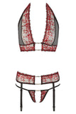 Abierta Fina Suspender Set with Rhinestones - Angel Lingerie UK