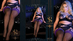 Ballerina 490 Hold Ups Stockings Plus Size Black Purple - Angel Lingerie UK