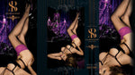 Ballerina 500 Hold Ups Stockings Black Magenta - Angel Lingerie UK