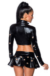 Saresia Metal Wetlook Set with Skirt (L) - Angel Lingerie UK