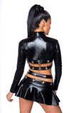 Saresia Metal Wetlook Set with Skirt (XL) - Angel Lingerie UK
