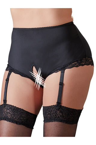 Cottelli Curves Crotchless Briefs with Suspender Straps (XL) - Angel Lingerie UK
