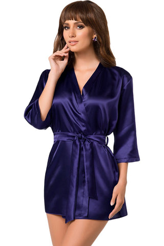 Irall Aria Dressing Gown Navy - Angel Lingerie UK