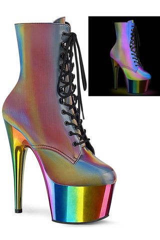 Pleaser ADORE 1020RC Reflective Rainbow Boots - Angel Lingerie UK