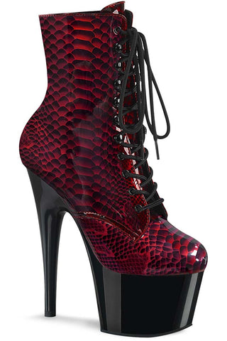 Pleaser ADORE 1020SP Red Snake Print Boots - Angel Lingerie UK